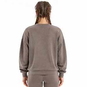 Vente en gros de vêtements de fitness pour femmes, vêtements d'hiver très demandés, pull de sport en molleton brodé, col rond, coupe-vent, en spandex/coton - Product Image 6