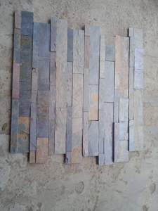 Revêtement mural en pierre naturelle en forme de Z, pierre de parement en ardoise fendue, panneau de pierre extérieur, carrelage vert Deoli, fait main - Product Image 4