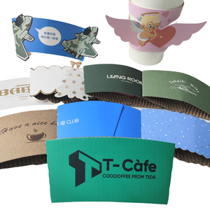 Single Shape 90 Cup Holder Disposable Kraft Corrugated Paper Protective Cover for Milk Tea Coffee Printed Handle