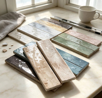 Carrelage mural en céramique brillant 65x200mm, série Mercury, impression jet d'encre, aspect artisanal vintage, carrelage décoratif d'intérieur