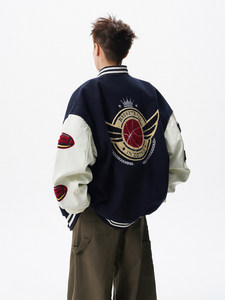 Custom Made American-style towel embroidery <b>badge</b> for men trendy retro color-blocking couple's - Product Image 1