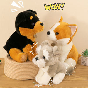 Fábrica al por mayor encantadores juguetes <span class=keywords><strong>de</strong></span> perros <span class=keywords><strong>de</strong></span> dibujos animados Shiba Inu <span class=keywords><strong>Rottweiler</strong></span> Schnauzer felpa poliéster bordado cumpleaños alivio del estrés ODM - Product Image 3