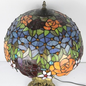 Lámpara de Mesa LED Tiffany de Estilo Europeo de 16 Pulgadas LongHuiJing, con Cúpula de Vidrio Emplomado, Base de Resina, Estilo Vintage, para Mesa de Noche u Oficina - Product Image 6