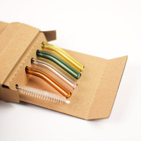 Ensemble de pailles à boire en verre transparent réutilisables et écologiques de haute qualité