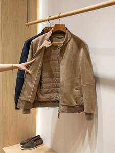 LEDUO Özel Logo Moda Tarzı Premium Kalite Süet Ceket Yumuşak Uzun Kollu Sokak Giysisi Düşük Yaka Nubuk Mont Erkekler İçin - Product Image 3