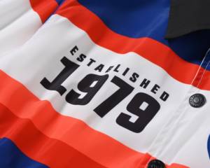 Chaqueta Bomber de Satén de Seda Bordada Personalizada para Hombre, Diseño de los <span class=keywords><strong>Philadelphia</strong></span> 76ers, Cuello Alto, Talla XL, Teñida y Procesada - Product Image 3