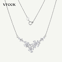 Collier pendentif VFOOK en argent sterling 925 avec grappe de fleurs en moissanite en forme de V, idéal pour mariages et occasions spéciales