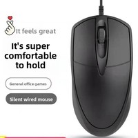 Mouse Optik USB Berkabel 3D Hitam Murah, Ergonomis, Tahan Air, untuk Bisnis & Kantor, dengan Logo Kustom, Stok Tersedia, 3 Tombol, Dapat Diisi Ulang