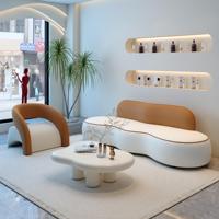 Ensemble de canapés sectionnels modernes en velours 4 pièces de designer, luxe et confort, pour zone d'accueil, salon de beauté, magasin de vêtements