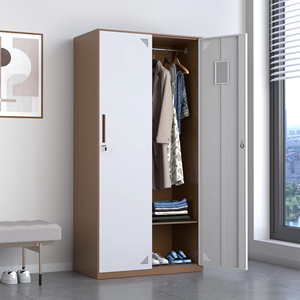 ארון בגדים מודולרי מפלדה, בעל 2 דלתות, קיבולת גדולה, לאחסון בגדים, מתאים לחדר שינה, דירה או מלון, סיטונאי מהמפעל - Product Image 4