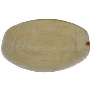 Disposable Camping Oval 14x10 Inch Palm Leaf Serving <b>Plate</b> <b>Stand</b> Solid Minimalist Design Biodegradable Compostable Eco-Friendly - Product Image 1