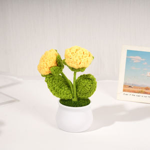 Plantas en maceta de punto coloridas hechas a mano para decoración floral de ganchillo para el hogar, oficina, escritorio, sala de estar, adornos estéticos de mesa - Product Image 3