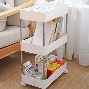 La Esquina de cocina estrecha de plástico de cuatro capas ahorra espacio estante de plástico desmontable con ruedas - Product Image 4