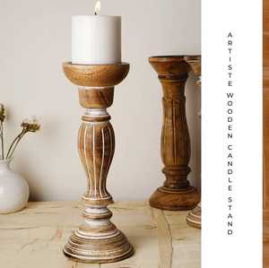 Rustic Wooden <b>Candle</b> Holder Pillar <b>Candle</b> Stand Round Tabletop Candlestick for Home <b>Wedding</b> Decor - Product Image 2