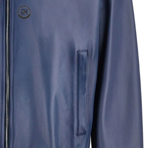 Cowhide Leather Jacket Black Navy Blue <b>Top</b> Grain Chrome Tanned Luxury Semi Aniline Finish - Product Image 6