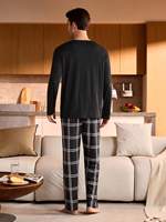 Setelan Piyama Lembut dan Nyaman 2 Potong, Ukuran Besar, Lengan Panjang, Tren Loungewear