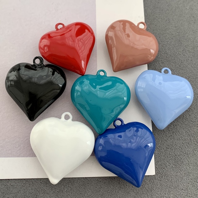 BD-B7324 Solid Color Chunky Heart Pendant Jewelry Accessories Fashion Pendant Colorful Charms Holiday Hot Selling