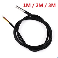 Sensor Suhu Digital, 1M / 2M / 3M DS18B20 Tahan Air Sensor Suhu Probe Termal 1.5M + Xh2. 54mm-3p