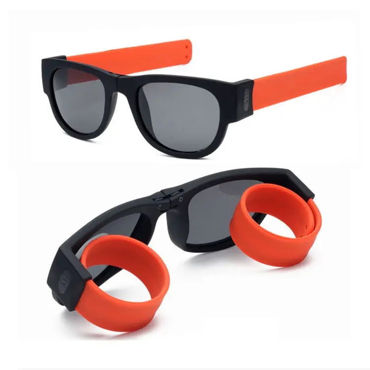 Özel Logo moda katlanabilir tonları katlanır tokat bilezik güneş gözlüğü bileklik tokat güneş gözlüğü