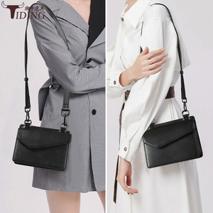 Tiding Women's Black Genuine Leather Shoulder Bag Horizontal <b>Square</b> Magnetic Buckle Single Strap Portable Crossbody Bag for - Product Image 1