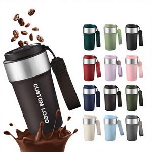 Taza de Bebida Personalizada con Logotipo, 17 oz, Color Marrón, Linda Taza de Té de Metal 304 con Tapa, Taza de Café de Viaje Deportiva de 500 ml, Grabado Láser, Doble Pared - Product Image 1