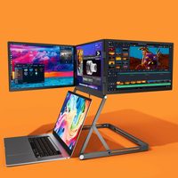 Extenseur d'écran triple ultra-fin pour ordinateur portable 15,6 pouces FHD 1080p IPS trois écrans 360 °   Moniteur de jeu externe portable pliable