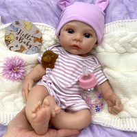 Liebliche 18-Zoll Großäugige Vollsilikon-Babypuppe mit Offenem Mund Handgefertigte Neugeborenen-Puppe Anatomisch Korrekt