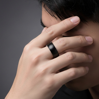 Bagues en titane noir pur de haute qualité pour hommes, anneaux bombés pour mariages, anniversaires, fêtes, bijoux pour hommes et femmes