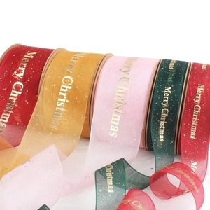 Custom Eco-Friendly Polyester Organza <b>Ribbon</b> Spool-Multi-Length Options Gold Stamp Printed Multi-Color for Gift Wrapping Decor - Product Image 6