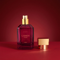 Flacon de parfum en verre vide de luxe 30ml 50ml 100ml, rouge rubis, octogonal, avec capuchon animal personnalisé et couvercle doré