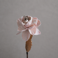 Bunga Peony Buatan Tangan Tekstur Kering Vintage, Batang Peony Palsu Wabi Sabi untuk Dekorasi Bunga Interior