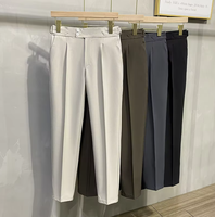 Pantalon de costume plissé décontracté pour homme, coupe droite Naples, taille haute, style italien Paris, avec boucle, collection automne-hiver