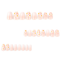 Lot de 24 faux ongles en ABS à couverture complète, motif petite marguerite dégradé nude, style français, à presser, pour salon de manucure