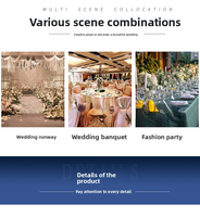 Support floral de mariage moderne de luxe en métal doré pour fleurs séchées avec vases trompette pour la décoration des anneaux de serviette
