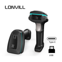 LONVILL Scanner de codes-barres CMOS portable avec interface USB, scanner de codes-barres 2D sans fil pour supermarché, inventaire, magasin de détail