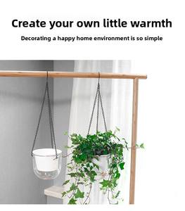 P441 <span class=keywords><strong>Pot</strong></span> de fleurs suspendu moderne et simple à fond rond transparent, pour culture hydroponique et en terre, auto-arrosant, pour personne paresseuse - Product Image 3