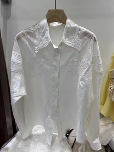 Nuovo marchio <span class=keywords><strong>donna</strong></span> di media lunghezza ampio Casual Top Blusas <span class=keywords><strong>abbigliamento</strong></span> da <span class=keywords><strong>donna</strong></span> 2025 fiori scava fuori camicie e camicetta di cotone ricamato - Product Image 3