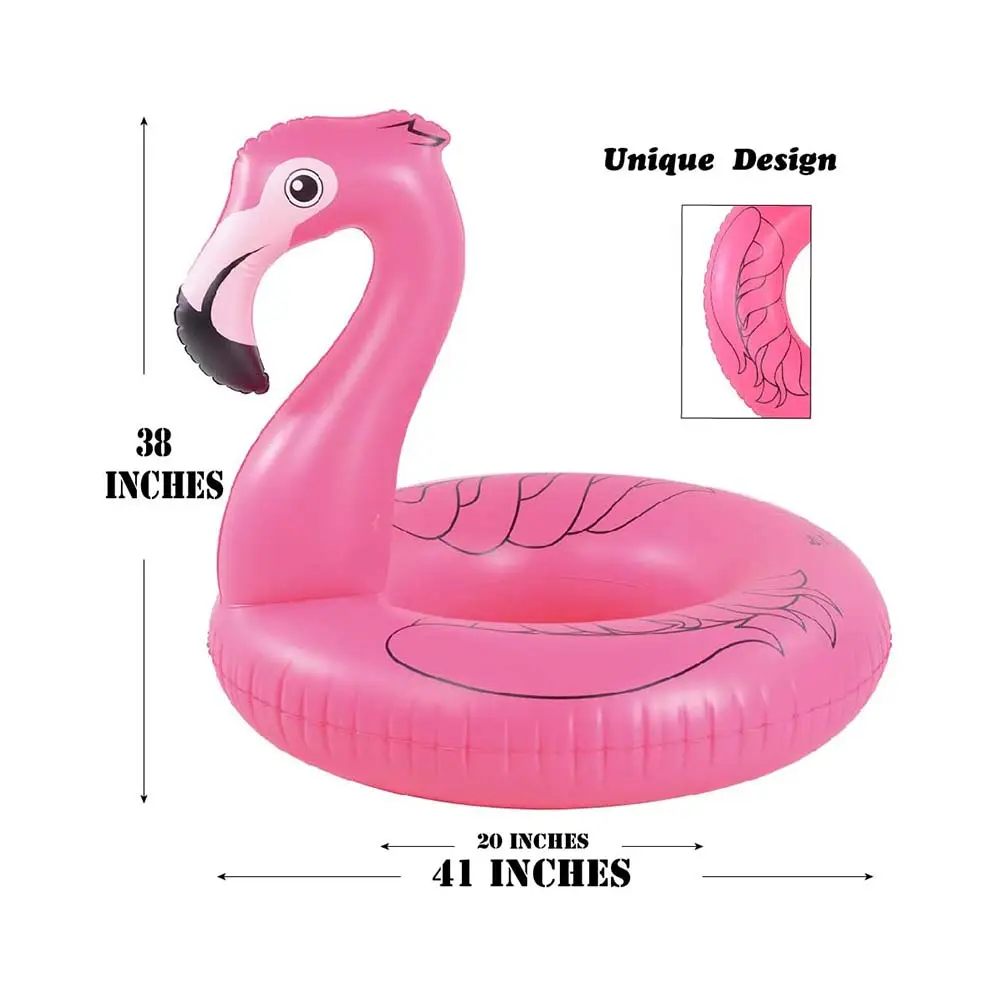 Jouets de piscine portables personnalisés flotteurs gonflables peu encombrants anneau de natation flamant rose grande piscine flotteurs