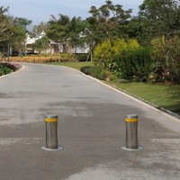 Barrière de stationnement télécommandée, bollard de sécurité rétractable automatique avec LED