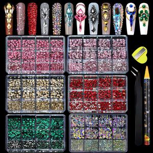 Kit de Strass à Fond Plat 12 Grilles pour <span class=keywords><strong>Ongles</strong></span>, Cristaux de Verre Formes Assorties, Breloques de Nail Art, Accessoires de Décoration DIY - Product Image 3