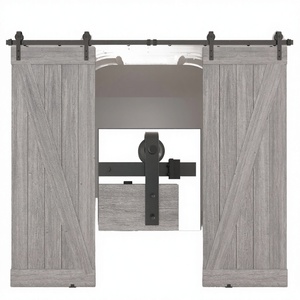 Commerciële moderne schuurdeur hardware set van koolstofstaal, dubbele deur, 200 lbs capaciteit, eenvoudige schroefmontage, 2 jaar garantie voor kantoor - Product Image 4