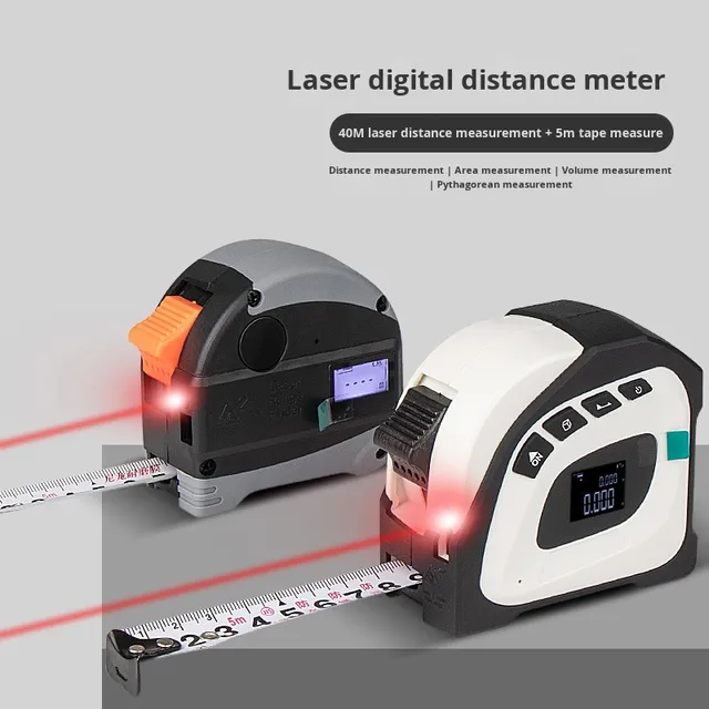 EXPLOIT 30m 40m Digital Laser Distance Meter 2-in-1 USB Rangefinder and Electronic Tape Industrial Grade