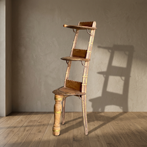 Meilleure collection d'étagères en bois en forme d'échelle, transformées en présentoir vintage pour sièges de chameaux, art himalayen antique - Product Image 5