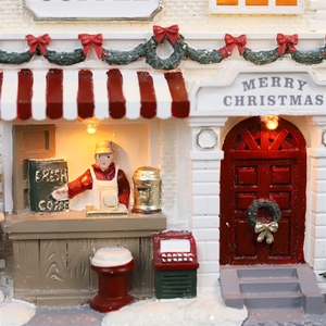 Ornamenti Natalizi in <span class=keywords><strong>Resina</strong></span> Bianco Latte a Tema Gufo, Scatola Musicale LED con Paesaggio e Casa Luminosa, Regalo per le Feste - Product Image 3
