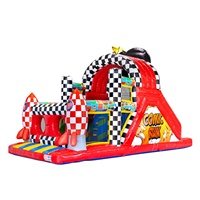 Parcours d'obstacles aquatiques gonflable sur le thème des bandes dessinées, 30 pieds, château gonflable en PVC durable avec toboggan pour les fêtes aquatiques et les jeux d'eau pour enfants