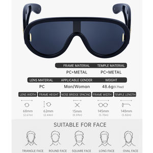 แว่นตานิรภัยสำหรับผู้หญิงแว่นกันแดดสีเหลืองสำหรับผู้ชายแว่นกันแดดสะท้อนแสงทรงแบนทรงโอเวอร์ไซส์ - Product Image 6