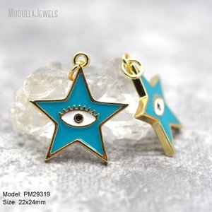 Pendentif étoile PM29341 plaqué or 18 carats, émail, charme œil pentagramme, 5 couleurs, amulette de <span class=keywords><strong>protection</strong></span>, fournitures pour la fabrication de bijoux - Product Image 2
