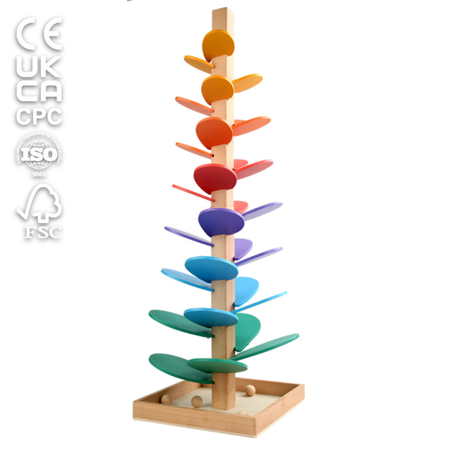 Runwood Rainbow Music Tree Wooden Rotating Stacking Puzzle Building Blocks Colorful Educational Playing DIY Toys Set for Kids