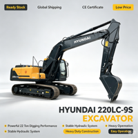 En stock, excavatrice sur chenilles Hyundai Robex 220LC-9S d'occasion, 22 tonnes, pelle hydraulique Robex 220LC-9S pour travaux de terrassement et d'infrastructure