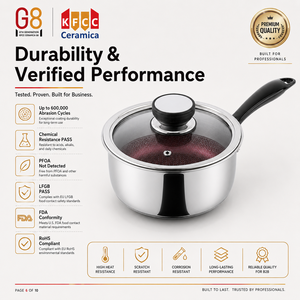 <span class=keywords><strong>Casserole</strong></span> en acier inoxydable triple couche avec revêtement céramique alvéolé sans PFAS, couvercle en verre, fait main sur mesure - Product Image 2